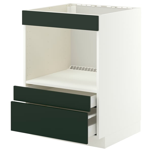 METOD / MAXIMERA Armari baix amb electrod. integrats, blanc/Havstorp verd fosc, 60x60 cm