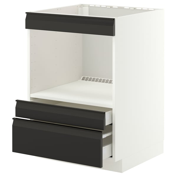 METOD / MAXIMERA Armari baix amb electrod. integrats, blanc/Upplöv antracita mat, 60x60 cm