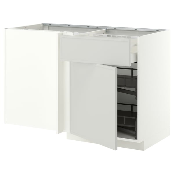 METOD / MAXIMERA Armari baix raconer amb clx i extr, blanc/Aspudden gris clar, 128x68 cm