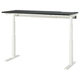 Escriptori MITTZON assegut-stand, tapa negra, potes blanques, ergonòmic per a la comoditat, configuració de memòria, alçada regulable.