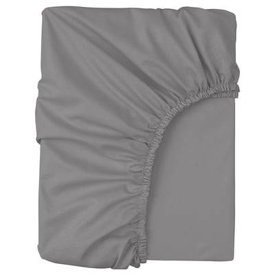 Llençol ajustable de cotó gris NONNEA, teixit suau, elàstic, forma quadrada, disseny senzill.