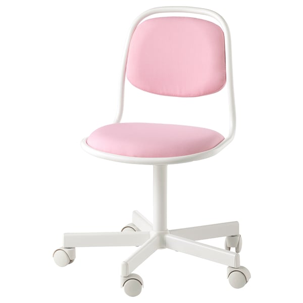 Cadira infantil rosa brillant, marc blanc, coixinat d'aire, giratoris, 4 rodes.