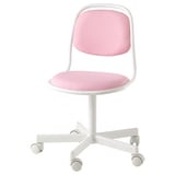 Cadira infantil rosa brillant, marc blanc, coixinat d'aire, giratoris, 4 rodes.