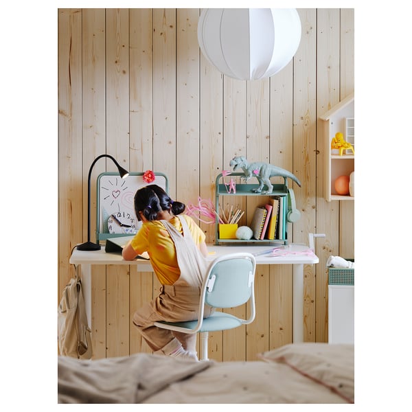ÖRFJÄLL Cadira escriptori infantil, blanc/Vissle verd clar