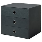 Un organitzador PALLRA negre amb tres calaixos, amb un disseny amb textura i tiradors metàl·lics elegants.