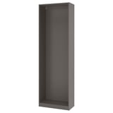 Mostra un marc d'armari PAX buit, de color gris, de forma rectangular i construcció plegable. Es manté dret, llest per al muntatge.