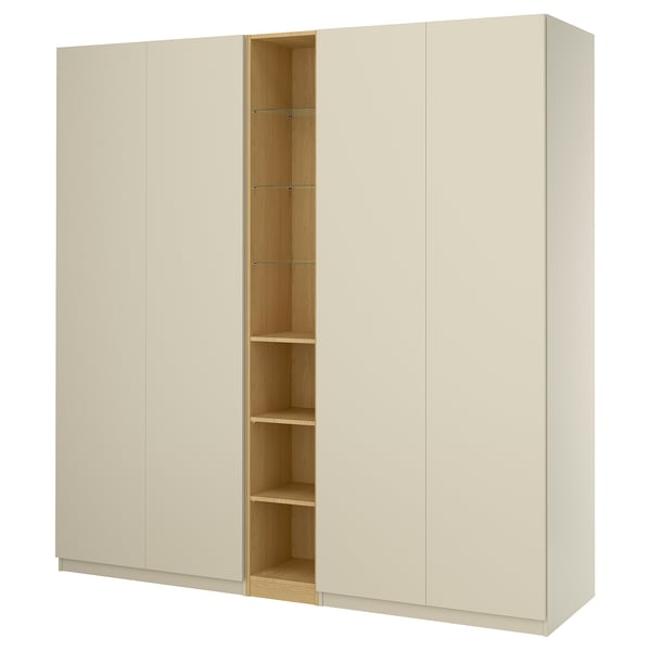 PAX / FORSAND Combinació d'armari, beix grisenc beix grisenc/efecte roure, 235x60x236 cm
