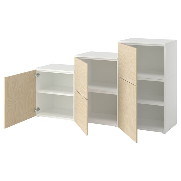 PLATSA Armari de 5 portes, blanc/Kalbåden efecte pi, 180x42x103 cm