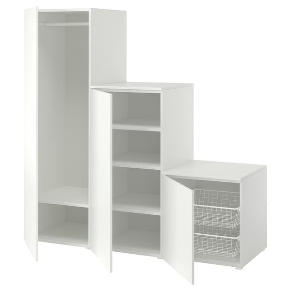 PLATSA Armari amb 3 portes, blanc/Fonnes blanc, 180x57x181 cm