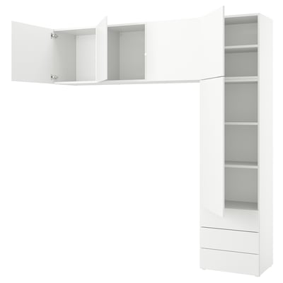 Moble d'emmagatzematge PLATSA blanc amb prestatges i calaixos, disseny modern.