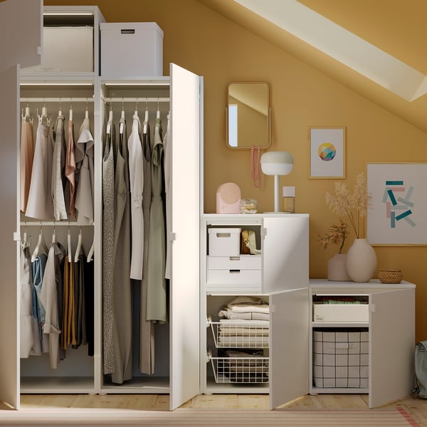 PLATSA Armari amb 6 portes, blanc/Fonnes blanc, 240x57x221 cm