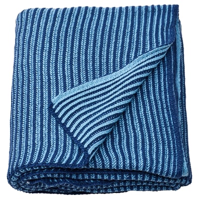 Praktfjäril plaid de polièster reciclat blau, patró de punt a doble cara, rectangle plegat.