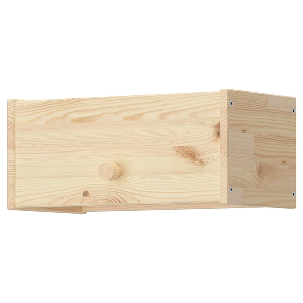 Penjador de fusta massissa amb prestatgeria, acabat natural, forma rectangular, disseny minimalista, perfecte per a passadissos.