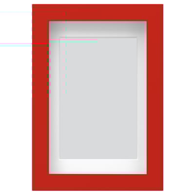 Marc de fotos rectangular vermell amb vores interiors blanques, disseny modern. Penja o es suporta, amb frontal protector de plàstic.