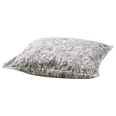 Funda de coixí RODGERSIA. Blanc, amb estampat de paisley. Barreja de teixits rectangulars i suaus. Tancament del sobre.