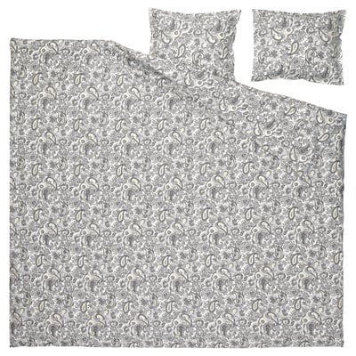 RODGERSIA Funda nòrdica+2 fundes coixí, gris/blanc, 240x220/50x60 cm