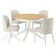 ROSENTORP Taula ext. +3 cad. +1 cad. girat., fullola de freixe blanc/beix clar Kilanda blanc, 110/155 cm