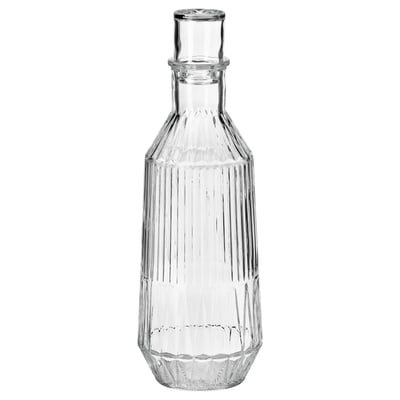 SÄLLSKAPLIG: gerro de vidre clar i acanalat amb tap, alt, elegant, disseny clàssic.