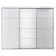 Porta corredissa blanca SKYTTA, disseny modern i elegant, panells de vidre emmarcats en alumini. 3 seccions, aspecte minimalista.
