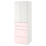 Armari SMÅSTAD: blanc amb calaixos rosa, disseny elegant, portes de tancament suau, quatre calaixos, alçada regulable.