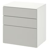 Una cofre SMÅSTAD blanca, ideal per a habitacions infantils, amb un disseny minimalista i estalvi d'espai.