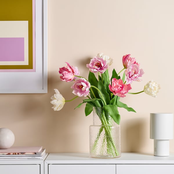 SMYCKA Flor artificial, interior/exterior tulipa/colors diferents, 50 cm