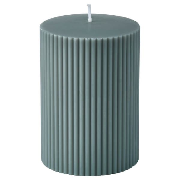 SNÖSISKA Espelma gran sense perfum, gris fosc-verd, 10 cm