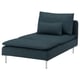 Chaise longue SÖDERHAMN: butaca reclinable en forma de L de color blau fosc amb potes metàl·liques.