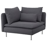 Una moderna cadira de sofà SÖDERHAMN gris fosc amb potes metàl·liques elegants, que ofereix una opció de seient acollidora i elegant.