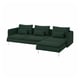 Un sofà seccional SÖDERHAMN verd amb seients profunds i una chaise longue de disseny modern amb potes metàl·liques.