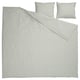 Joc de llit Ikea, SOLFIBBLA, ratlles gris-blanques, cotó, forma quadrada, funda nòrdica i dues fundes de coixí.