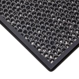Filtre d'aire rectangular negre amb un patró de bresca d'abella que mostra alta qualitat i precisió.