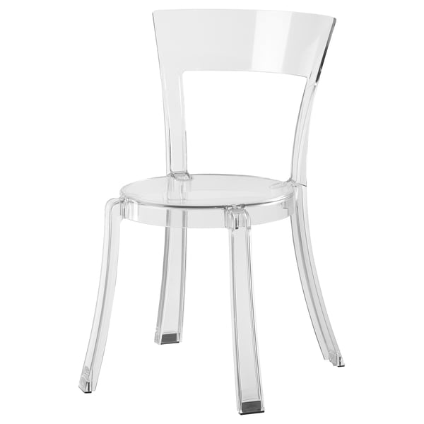 Cadira transparent STEIN, policarbonat transparent, apilable, disseny modern.