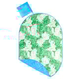 Manta de pícnic STRANDÖN: fulla verda, adorn blau i bossa, material arrodonit de polièster reciclat.