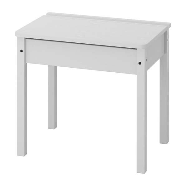 Escriptori infantil SUNDVIK blanc, senzill, rectangular, amb tapa elevable per a emmagatzematge.