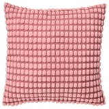 Coixí SVARTPOPEL, pompons de color rosa clar, quadrats, texturitzats, polièster reciclat suau.