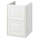 Moble de bany blanc TÄNNFORSEN, disseny clàssic, vores bisellades, calaixos de fusta.