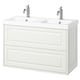 Opció: Un tocador blanc de doble lavabo TÄNNFORSEN amb dos calaixos i aixetes cromades.