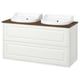 TÄNNFORSEN / RUTSJÖN Moble de lavabo amb calaixos/lavabo, blanc/marró efecte noguera, 122x49x76 cm