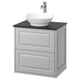 Tocador TÄNNFORSEN gris clar, sobre de marbre, lavabo rodó, aixeta cromada, de paret.