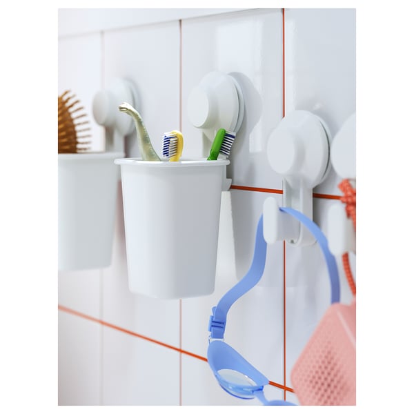 TISKEN Suport raspalls dents amb ventosa, blanc