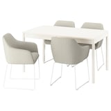 TONSTAD / TOSSBERG Taula i 4 cadires, os/Gunnared beix blanc, 140/196x85 cm