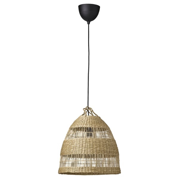 TORARED / HAVSDJUP Llum de sostre, fet a mà jonc/negre, 36 cm