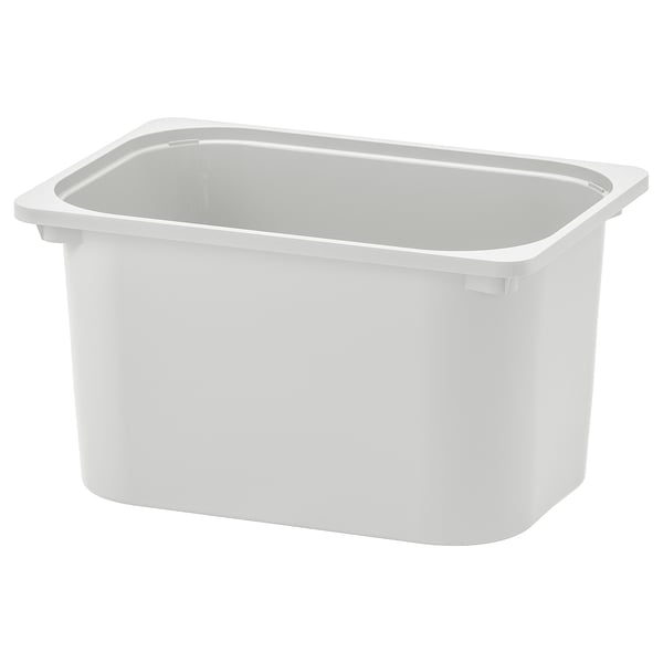 Aquesta imatge mostra un contenidor d'emmagatzematge TROFAST blanc, de plàstic, rectangular amb vores arrodonides.