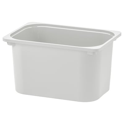 Aquesta imatge mostra un contenidor d'emmagatzematge TROFAST blanc, de plàstic, rectangular amb vores arrodonides.