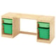 TROFAST Escriptori+caixes emmagatzematge, pi tint clar/verd clar verd viu, 124x44x52 cm