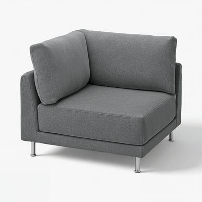 Mòdul de sofà gris UPPÅKRA, disseny modern amb comoditat d'enfonsament. Forma esvelta, quadrada i potes cromades.