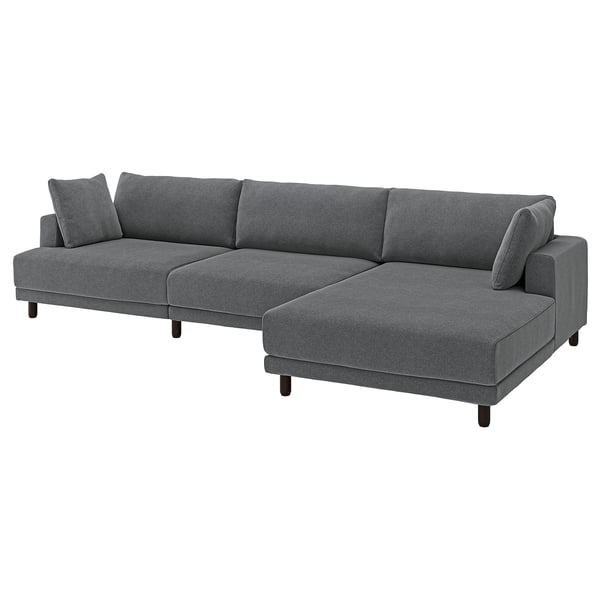 UPPÅKRA Sofà modular de 4,5 places, amb chaise longue dreta/Johanneshov gris fosc