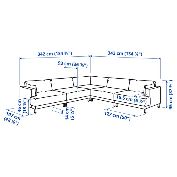 UPPÅKRA Sofà raconer modular, 6 places, Axvall os