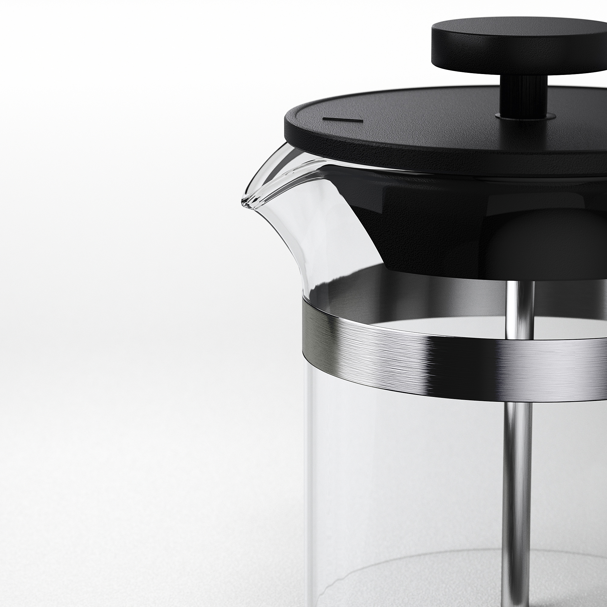 UPPHETTA: moderna cafetera / tetera de vidre, disseny elegant, plàstic negre i detalls inoxidables, mànec llis.